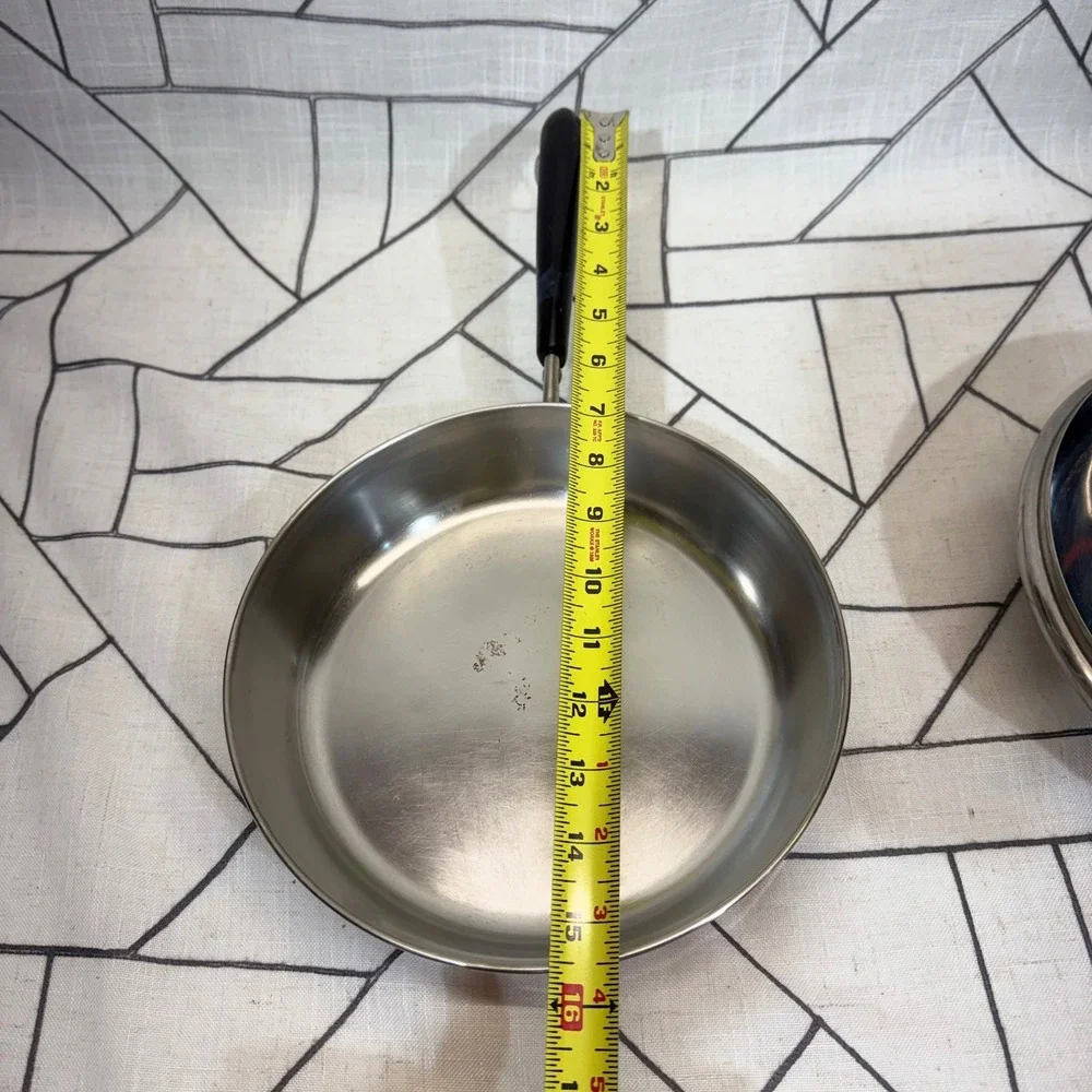 Revere Ware Skillet 9 in Silver Copper Clad Bottom Vintage Frying Pan with Lid